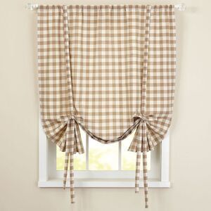 Brylanehome Buffalo Check Tie-Up Window Shade, Taupe Window Curtain